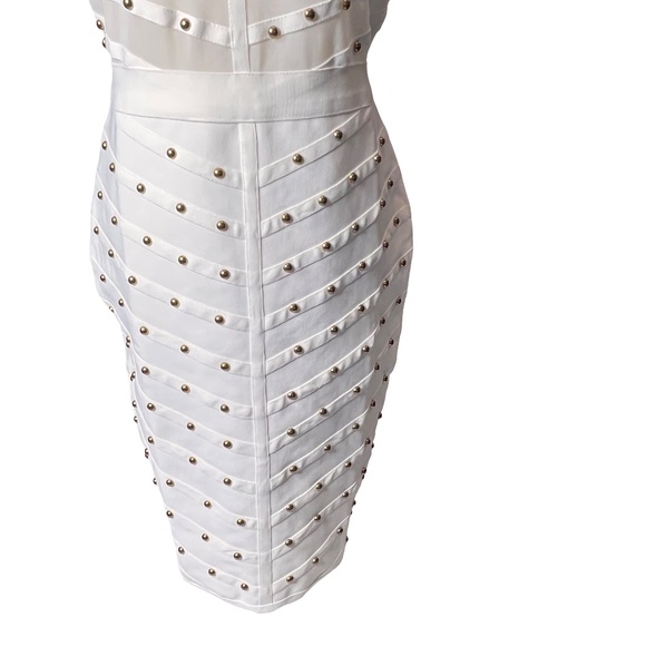 #A097    FT INC  Romantic  White Studded  Vintage  Bodycon Dress  NWT   XL - Picture 10 of 10